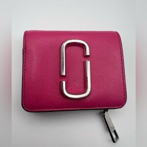 Marc Jacobs Hot Pink Compact Wallet with Silver Hardware